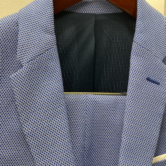 Brand New Men Zara Blue Textured Suit Size 40 Jacket and Size 31 Pants! - Picture 12 of 14